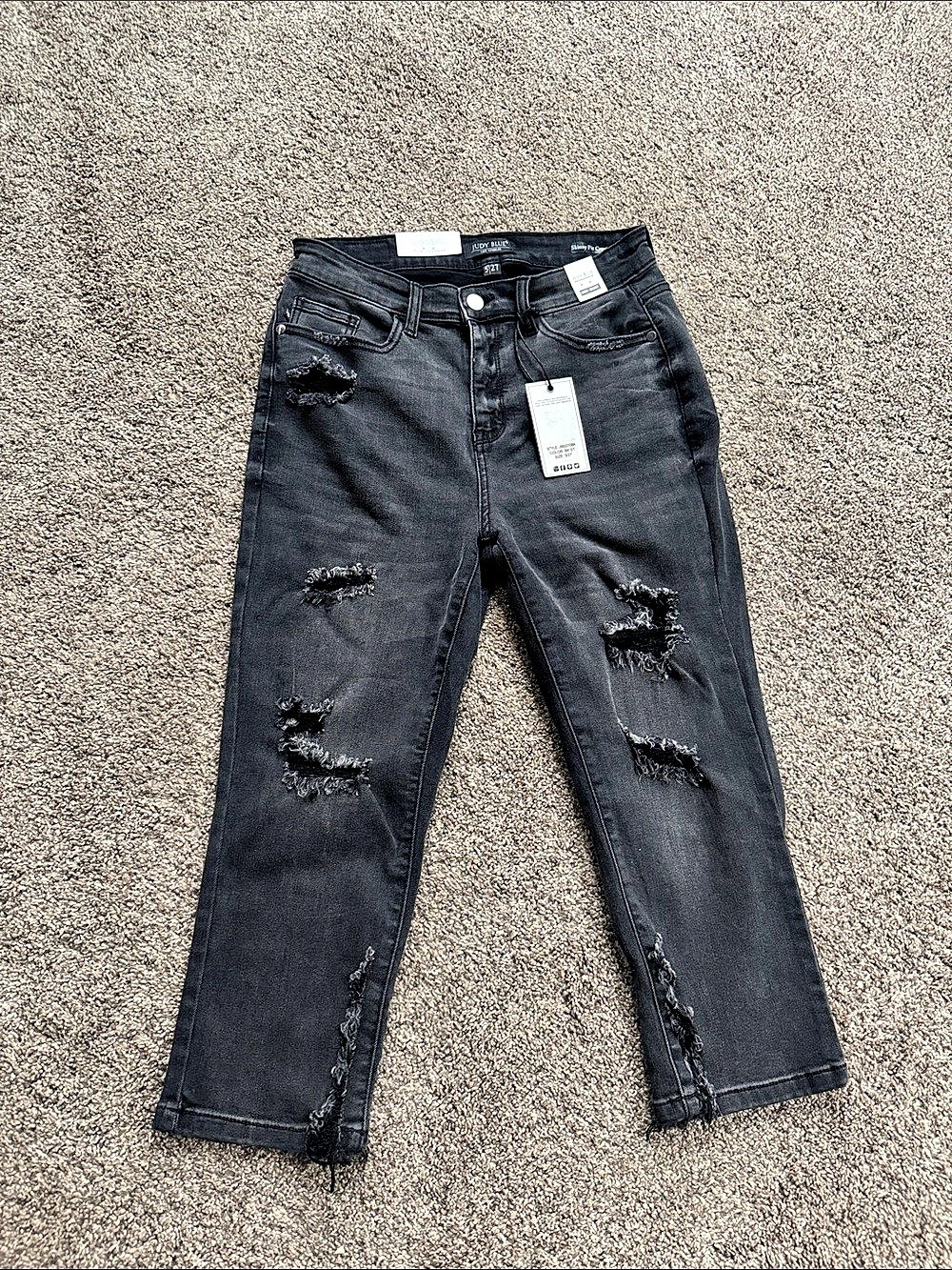 Judy Blue Skinny Fit Capri Distressed High Rise Capri Jeans Womens 5/Waist 27 NW